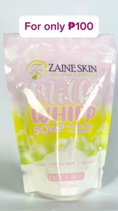 Zaine Skin Milk Whipp Soap 135g for face and Body with Snail Mucin and Niacinamide Super Whitening and Anti-Pimples Helps Reduce Acnes and Dark spots
