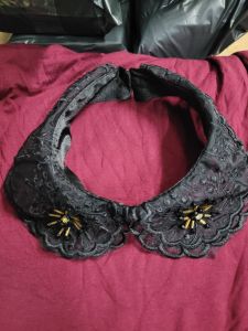 Cổ áo sơ mi 2 lớp thêu hoa đính cườm