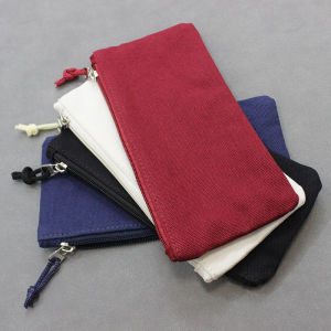 Japanese Style 100% Cotton Canvas Pencil Case Mens and Womens Student Creativity Large Capacity Pencil Case Solid Color Minimalist Fabric Storage Pouch