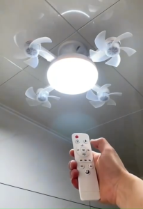 Đèn Quạt Trần Mini 4X Pro Đui E27 Remote Điều Khiển 3 Cấp Gió Mạnh 3 Màu Sáng Siêu Êm Dễ Lắp- Snappy4u