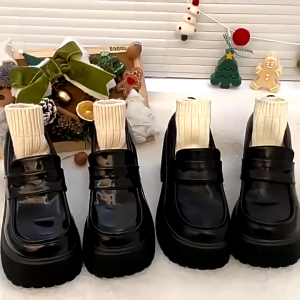 Womens college style high heels thick soled JK thick soled uniform shoes