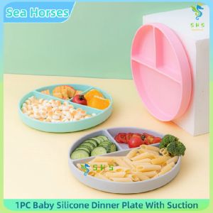 【COD】1PC Baby Silicone Dinner Plate With Suction Anti-fall Self -feeding Baby Accessories (Just a plate) Feeding Food Grade Suction Plate
