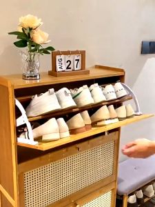 LACCOHUG Bamboo Shoe Cabinet 2/3 Layers 50/70CM Household Dustproof Rak Kasut Murah Almari Kasut Bertutup Shoe Rack