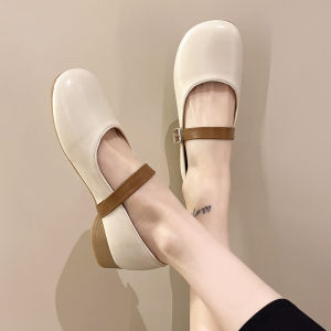 Shallow Mori Women's Casual Single Shoes: Round Toe Low Heel, Mary Jane & Collegiate Buckle