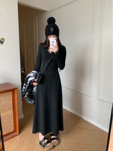 Hebe Style French Coat Skirt Womens Spring Autumn New Waist Cinching Slimming Meat Covering Ultra Body Shape Dress