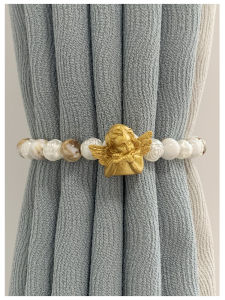 Modern Simplified French Style Curtain Tie Back Ball Angel No Punching Required Gathered Hanging Ruffle Edge Gold Man