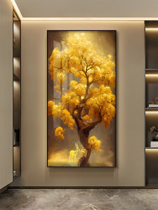 Luxurious Modern Decorative Painting Gold Tree Entrance Hall Living Room Corridor Wall Art Light Luxury Oil Canvas Painting