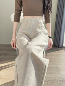 New Chinese Style High Waist Wide Leg Pants Womens Summer Thin Cotton Linen Look Casual Straight Fit Versatile Loose Trousers