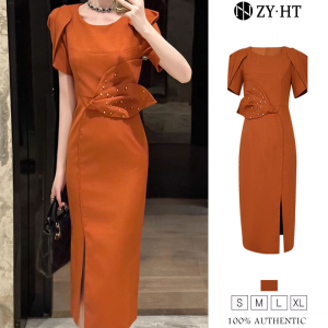 ZYHT EraVogue Womens Dresses Puff Sleeve Dresses Yellow Dresses Orange Dresses Formal Occasion Dresses Birthday Party Dresses Plus Size Dresses Split Dresses 50882