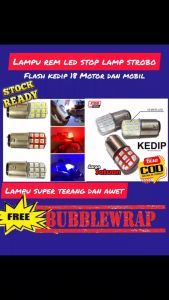 Lampu LED Strobo 18 Mata Kedip Motor Mobil DC / Lampu Stop Rem Jelly Flash Putih Biru Merah