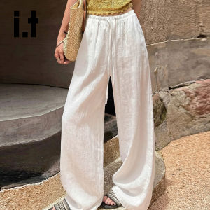 Linen High Waist Draping Straight Leg Pants