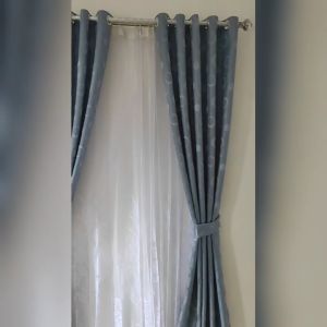 Gorden Jendela Pintu Polkadot Minimalis Polos Smokring Lokal Motif Bunga Karakter warna ABU