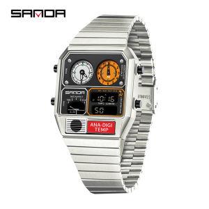 SANDA 3192 Hot-selling LED Electronic Square Mens Youth Casual Multi-function Thermometer Stopwatch Chronograph Men’s Watch