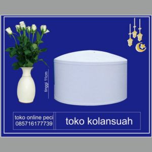 peci putih polos tinggi 11cm