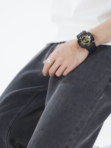 New mens loose straight pants that go well with spring and summer Korean version of trendy high-waisted mens denim pants