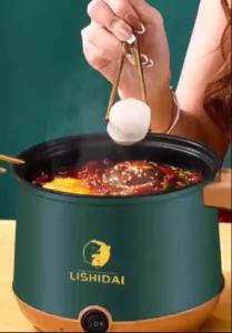 Nồi Điện Mini 2 Tầng Đa Năng dành cho 1-2 người ăn công suất 600W cách nhiệt chống dính - Ca Nấu Mì Đa Chức Năng Hấp Nướng Luộc