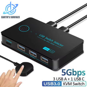USB3.0 KVM Switch Hotkey Switcher for PC Keyboard Mouse Printer 2 PCs Sharing 4 Devices USB Switch Shared Controller Adapter Hub
