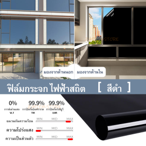 MIEM-STORE ฟิล์มติดกระจกสูญญากาศ ยาว1เมตร สติกเกอร์กระจกหน้าต่าง สติ๊กเกอร์สูญญากาศ PVC วอลเปเปอร์ติดกระจก ฟิล์มติดหน้าต่างกันความร้อน