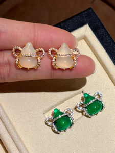 GOOYNN | New Chinese Style Green Chalcedony Gourd Earrings