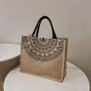 Túi Cói Merci ( Túi Xách Tay ) Đi Biển 2 Lớp Túi Xách Cói Có Tấm Lót Đáy Giữ Form