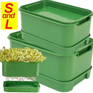 S/L Germination Seedling Tray Bean Sprouts Plate Hydroponic Propagator Mini Plant Soilless Nursery Tray Double Layer Growing Pot