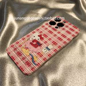 Kitty Cat iPhone 17 pro Max Phone Case Korean Style Plaid Fun Girl Heart Soft Shell Apple Compatible Cute Trendy Brand