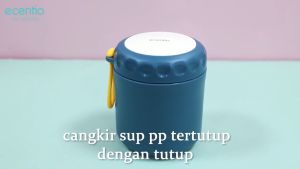 ecentio Cangkir sup 400ml Mangkok sup Portable Anti Tumpah Panci sup Free Sendok BPA FREE