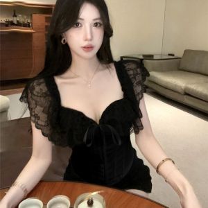 GUZILIAN | Áo Thun Quai Ngang Đẹp Ren
