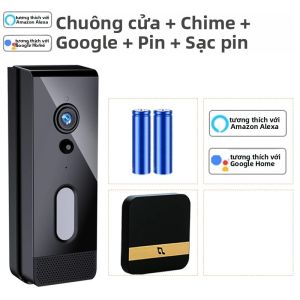 Tuya WiFi Camera Chuông Cửa Ngoài Trời Chống Nước IP65 Video Không Dây An Ninh Điện Thoại Cửa Chạy Bằng Pin Alexa SmartLife Tương Thích