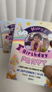 15pcs Undangan ULTAH Rainbow kertas photo