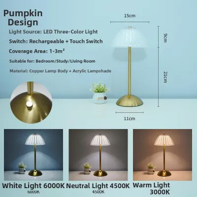 Luxurious Retro European Three-color Table Lamp Crystal Nightlight