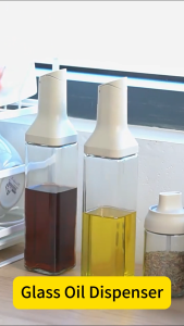 500ml Oil Dispenser Bottle With Auto-Opening Lid For Kitchen Suitable For Oil Vinegar Coffee Syrups & More Available In Grey Blue & Yellow