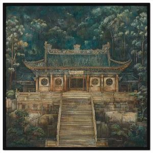 Tranh phong cảnh vẽ chùa phật giáo. Tranh treo tường dán tường sơn dầu canvas trang trí. CGI-1926