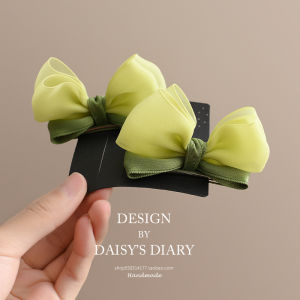 Kids Barrettes Green Stereo Snow Yarn Bow Headdress Baby Clip Girls Hairpin Girl Bang Clip Accessories