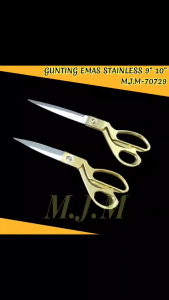( STAINLESS ) Gunting Kain Jinzen 9" 10" - Gunting EMAS Bahan kain - gunting tailor penjahit - gunting konveksi  M.J.M-70729
