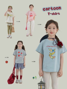 Girls Cartoon T-Shirt Short Sleeve Casual Top Baby Fashion Versatile Summer New Arrival Korean Style Childrens Clothing