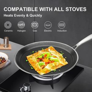 Crepe Pan Nonstick Honeycomb Dosa Pan Stainless Steel Ergonomic Handle Kitchen Pancake Pan Induction Compatible Tortilla Pan
