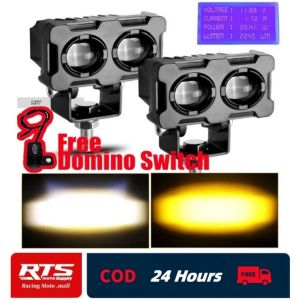 【COD】120W Double LED Mini Driving Light for Motorcycle Headlight Fog Lamp 2 Color All Weather MDL