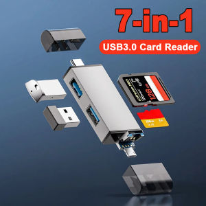 KEBIDU | 7 in 1 Card Reader USB 3.0 Type C to SD TF Memory Card Flash Drive Adapter for PC Laptop Accessories Multi Smart Cardreader