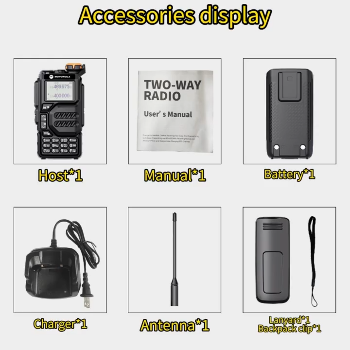 HT Motorola Radio X8 Portable Long Range Walkie Talkie 10 Watt U/V Two-Way Radio 15KM 199 Channels Outdoor/Waterproof Handy Talky