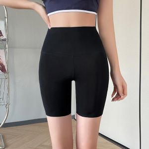 Pure Cotton Safety Pants Womens Summer Thin Tight Elastic Large Size Anti-Light Yoga Three-Quarter Length Pants