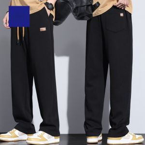 ROMON | Lormen Mens Fleece Lined Straight Leg Sporty Thickened Casual Pants Autumn Winter New Loose Fit Long Trousers For Men