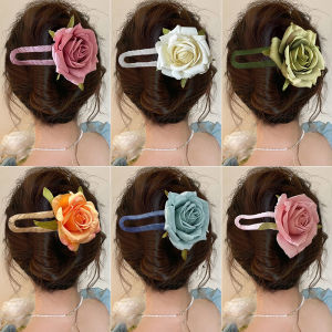 C.three Simulated Rose Duckbill Clip Atmospheric Flower Sweet Hair Clip Women Hair Accessory