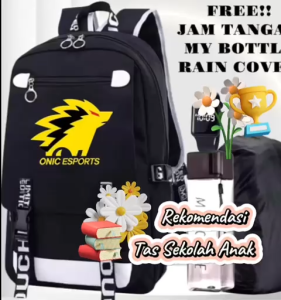 Js Style Tas Sekolah Uniseks ONIC ESPORTS 0022 Tas Ransel Bahu Ganda Tas Laptop Mochila Anak