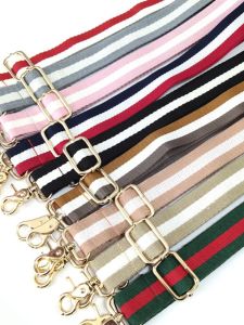 Adjustable 3cm Wide Striped Color Block Bag Strap Replacement Crossbody Shoulder Bag Accessories Durable Polyester Nylon