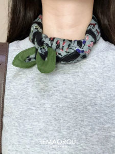 Palm Edged Small Square Scarf Tie Dye Stripe Cotton Linen Fabric Fashionable Decorative Accessory for Men And Women