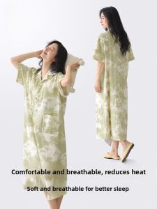 Miiow | Cat Woman Summer Robe Lightweight Breathable Long Sleepwear Comfortable Soft Home Clothes New 2025 Womens Nightgown