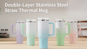 MEECOPA 1200ML/40oz Vacuum Insulated Tumbler Stainless Steel Travel Mug Ice Coffee Cup With Handle And Straw