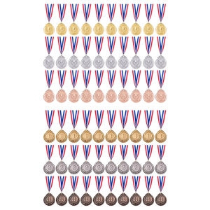 30pcs 2inch Gold Silver Bronze Award Medal with Neck Ribbon Winner Award Medal Round Winner Award for Competitions Party