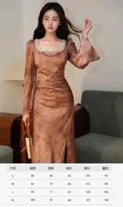 French Style Elegant Long Dress Womens Autumn 2025 New Fashion Classy Dress Lightweight Luxury Feel A-Line Skirt Daily Wear